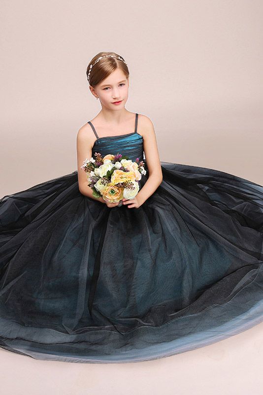 Latest Spaghetti Strap Flower Girl Dress in Tulle-BallBride