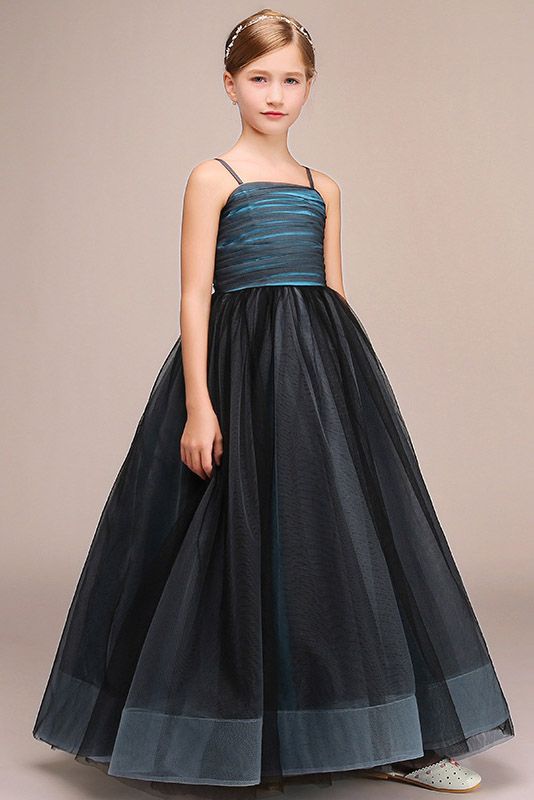 Latest Spaghetti Strap Flower Girl Dress in Tulle-BallBride