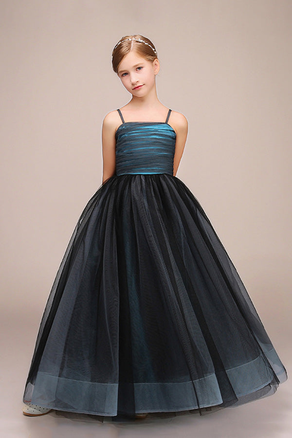 Latest Spaghetti Strap Flower Girl Dress in Tulle-BallBride