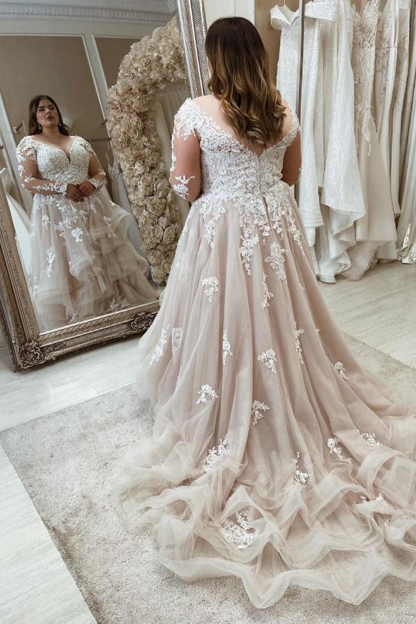Long A-Line Sweetheart Wedding Dress With Lace Sleeves-BallBride
