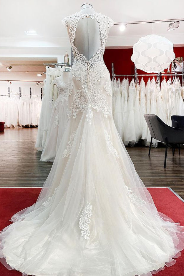 Long Mermaid Lace Sweetheart Wedding Dress with Appliques Lace-BallBride