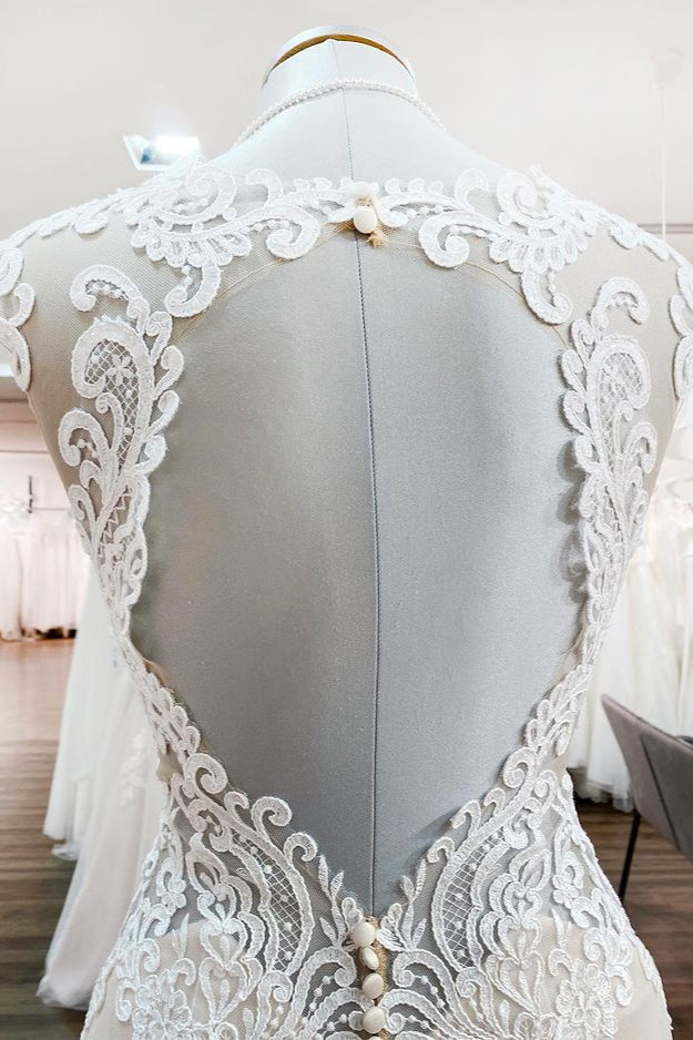 Long Mermaid Lace Sweetheart Wedding Dress with Appliques Lace-BallBride