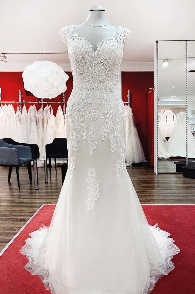 Long Mermaid Lace Sweetheart Wedding Dress with Appliques Lace-BallBride