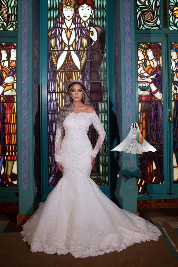 Long Mermaid Off-the-Shoulder Wedding Dress With Detachable Sleeves-BallBride