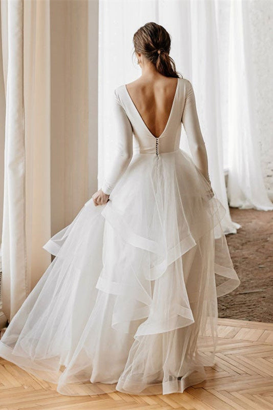 Long Sleeves Tulle Wedding Dress for Your Special Day-BallBride