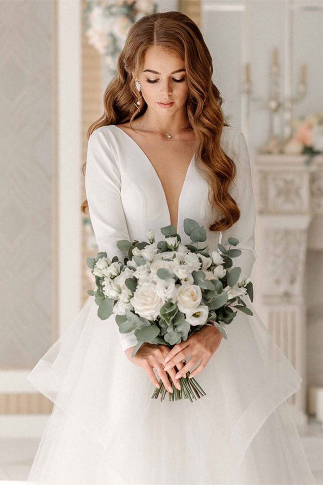 Long Sleeves Tulle Wedding Dress for Your Special Day-BallBride