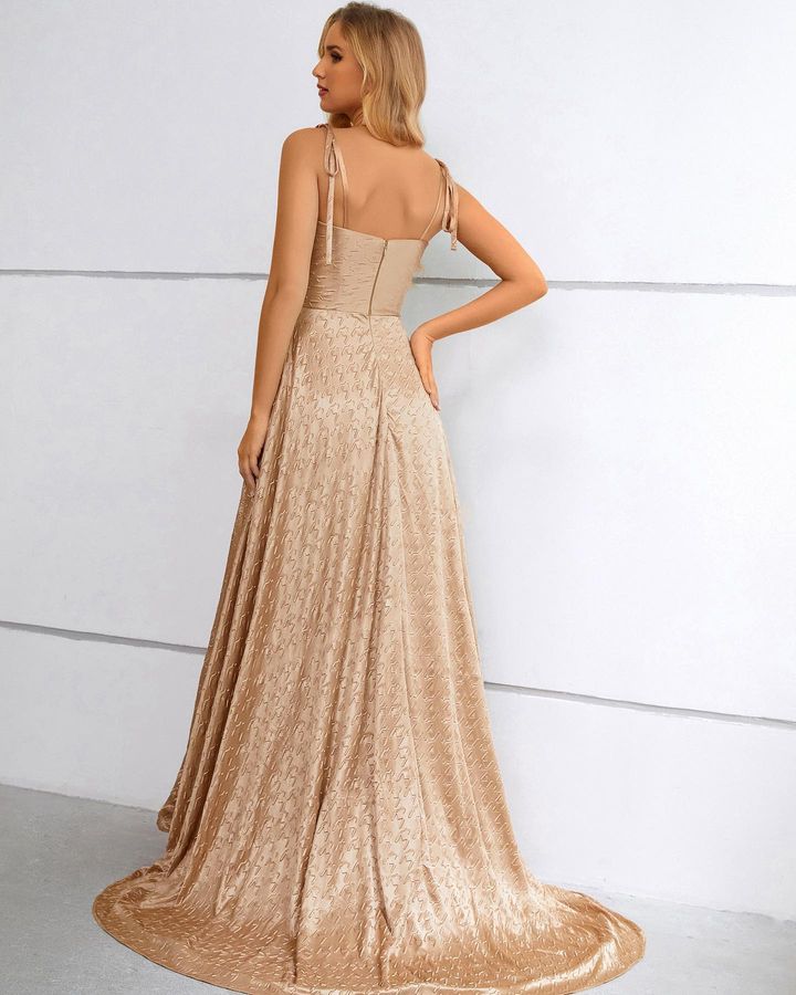 Look Charming in this Spaghetti-Straps Sleeveless Prom Dress Long With Split-BallBride