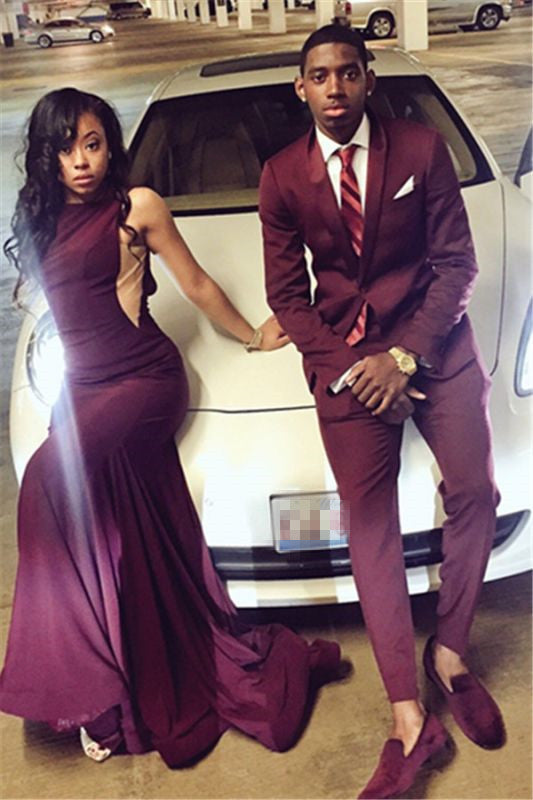 Look Dapper at Your Next Party with Bespoke Burgundy Prom Suit for Men-BallBride