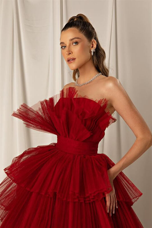 Look Elegant in Burgundy Mermaid Sleeveless Evening Dress Online-BallBride