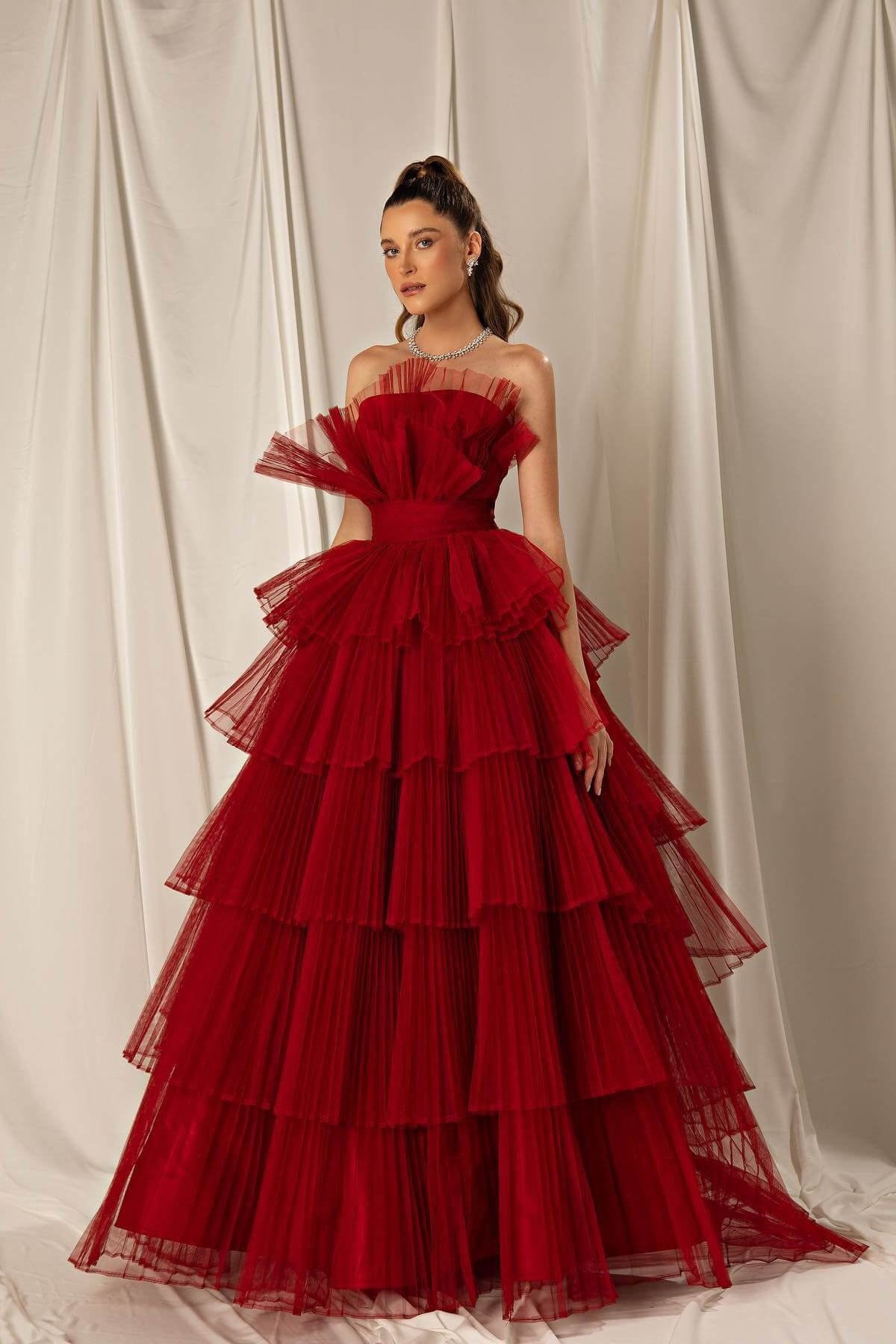 Look Elegant in Burgundy Mermaid Sleeveless Evening Dress Online-BallBride