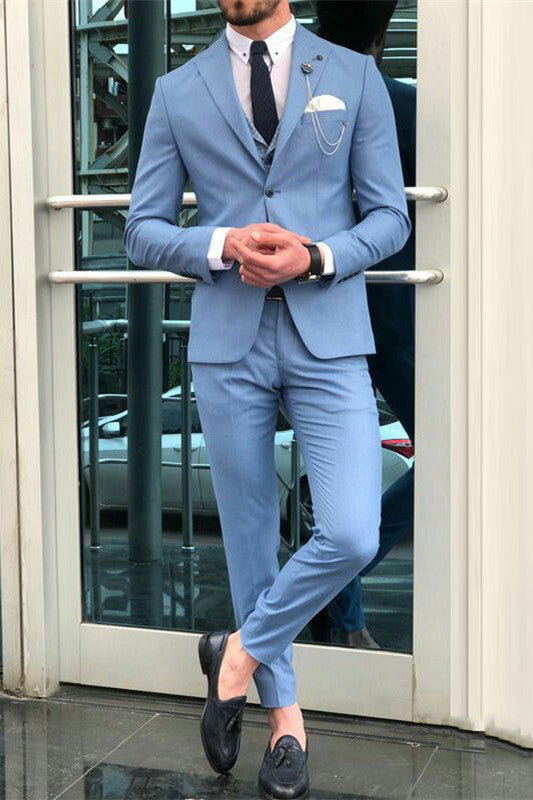 Look Elegant on Your Big Day with Classic Blue Bespoke Tuxedo Suit-BallBride