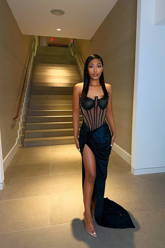 Look Glamorous in Black Sleeveless Tight Mermaid Prom Dress - On Sale Now!-BallBride