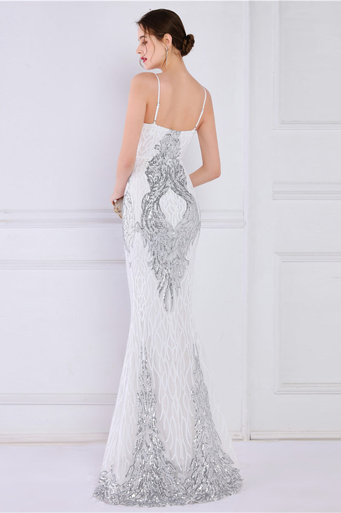 Look Gorgeous in a Chic V-Neck Mermaid Sequins Long Prom Dress On Sale-BallBride