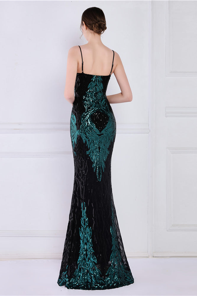 Look Gorgeous in a Chic V-Neck Mermaid Sequins Long Prom Dress On Sale-BallBride