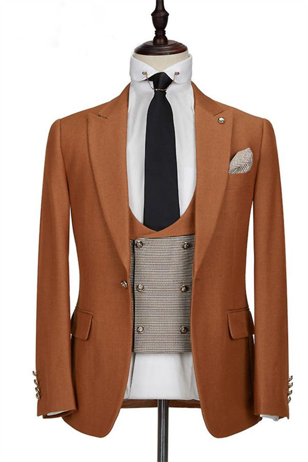 Look Sharp: Three Pieces Caramel Formal Business Prom Tuxedos For Party Suits-BallBride