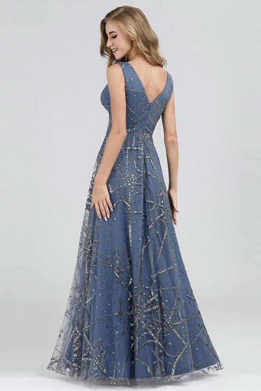 Look Stunning in Luxurious V-Neck Sleeveless Crystal Prom Dress-BallBride