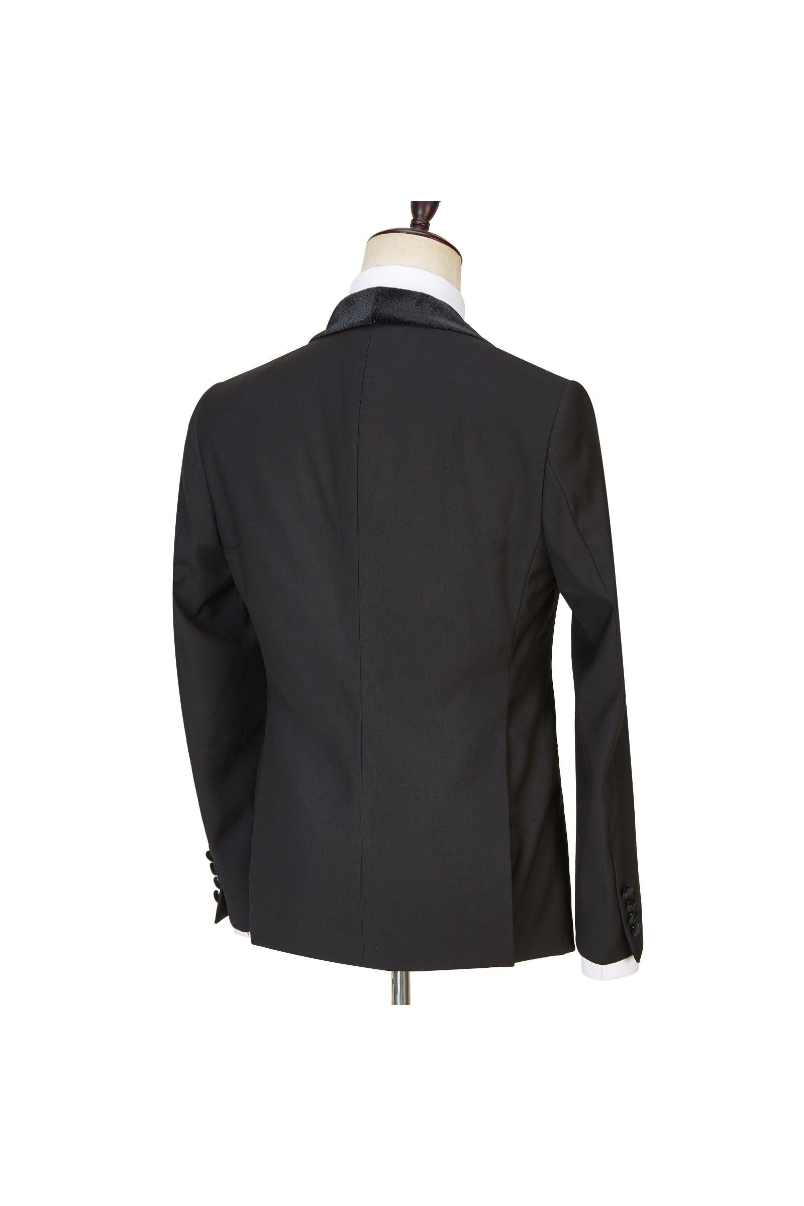 Look Stylish with Jose Modern Three Pieces Black Shawl Lapel Sparkle Men Wedding Suits-BallBride