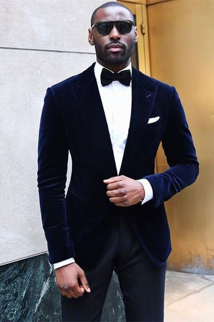 Look Your Best in a Popular Party Bespoke Prom Suit For Men with Velvet and Peaked Lapel-BallBride