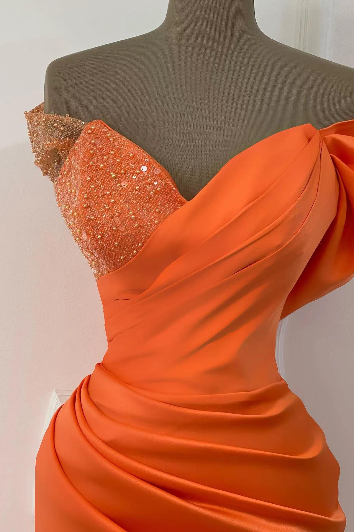Look Your Best in Orange Mermaid Sweetheart Evening Dress-BallBride