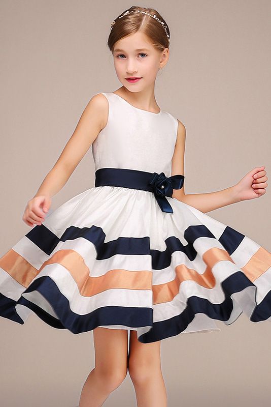 Lovely Sleeveless Jewel Flower Girl Dress with Handmade Flower-BallBride