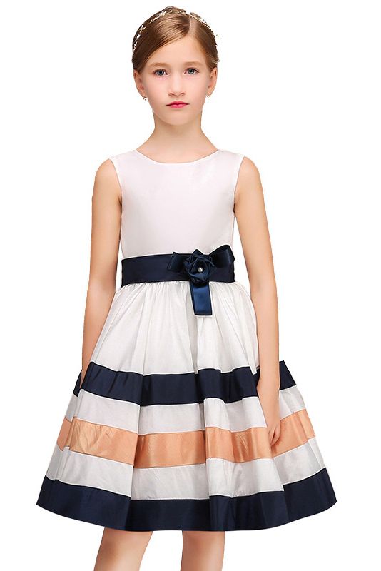 Lovely Sleeveless Jewel Flower Girl Dress with Handmade Flower-BallBride