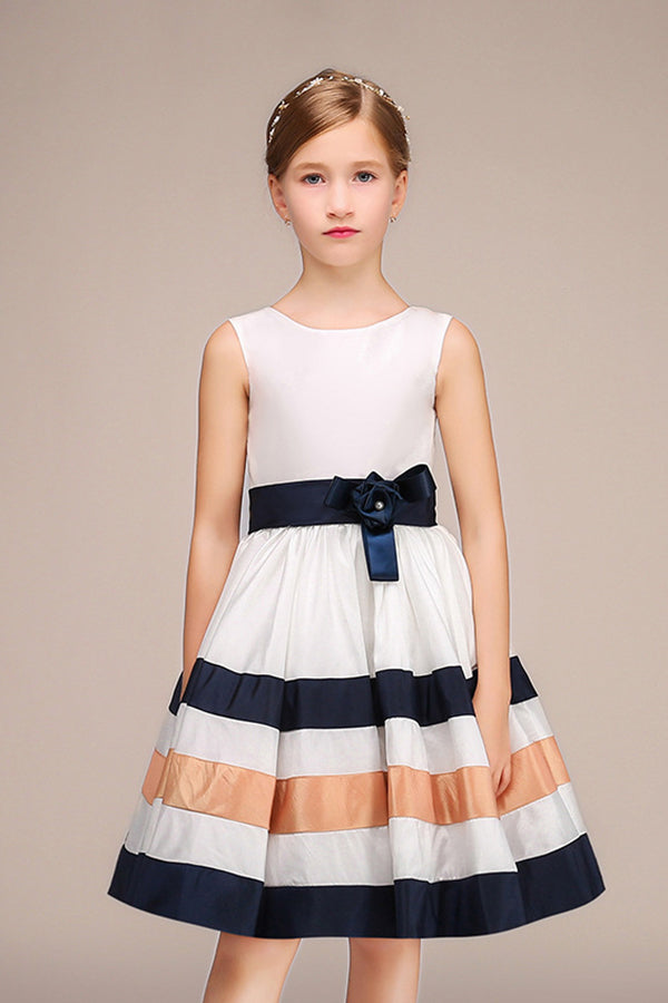 Lovely Sleeveless Jewel Flower Girl Dress with Handmade Flower-BallBride