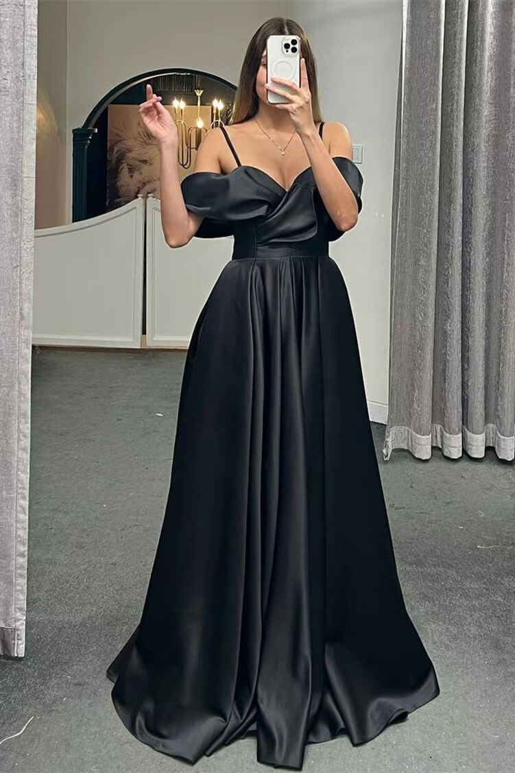 Luxurious A-Line Evening Dress with Spaghetti-Straps & Lace-Up Back-BallBride