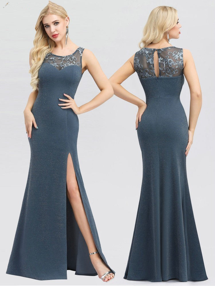 Luxurious Embroidered Split Mermaid Evening Prom Dress-BallBride