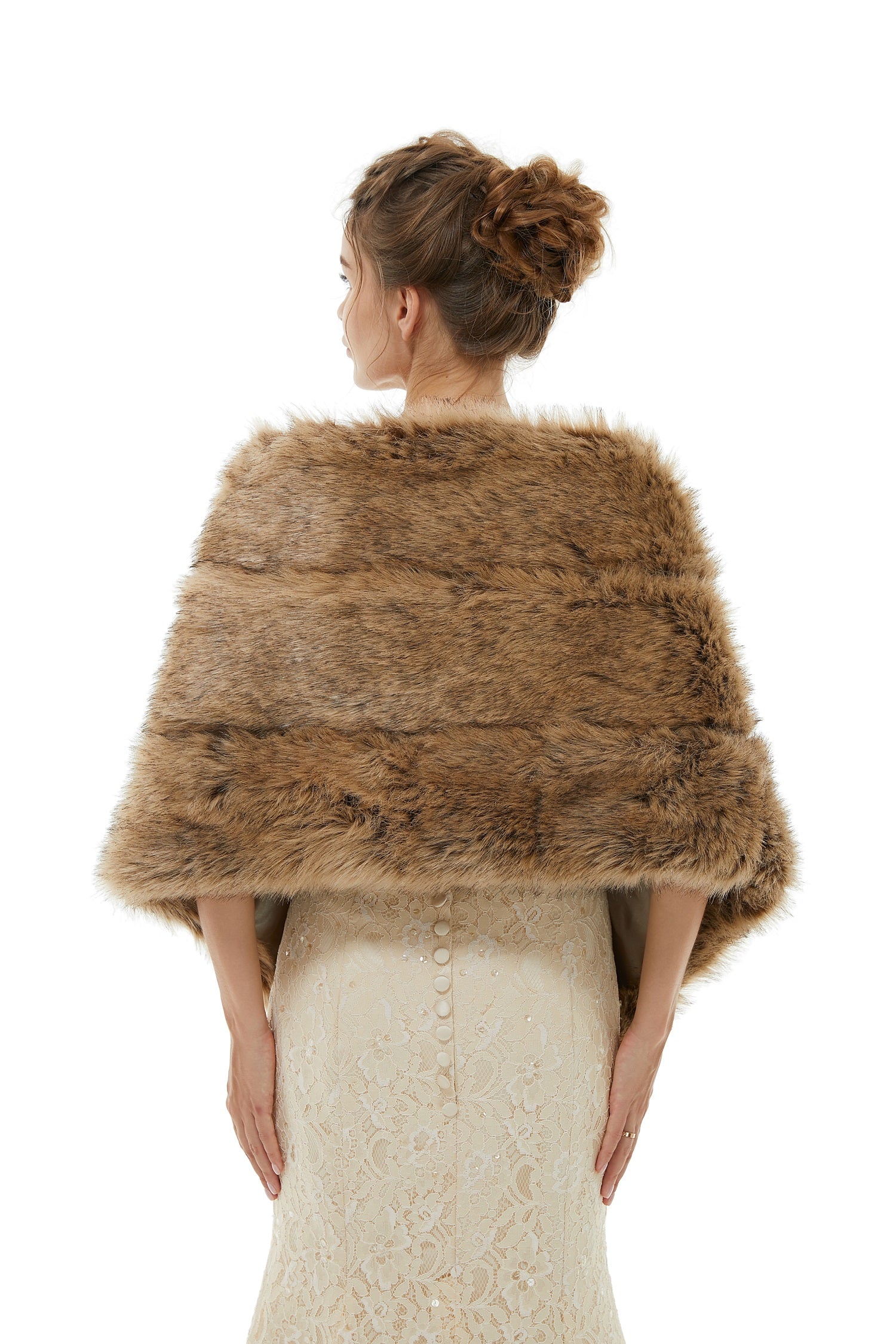 Luxurious Faux Fur Wedding Wrap - Warm Brown-BallBride
