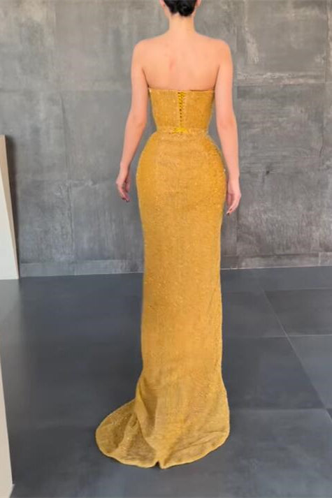 Luxurious Sweetheart Long Sequins Mermaid Evening Dress With Split-BallBride