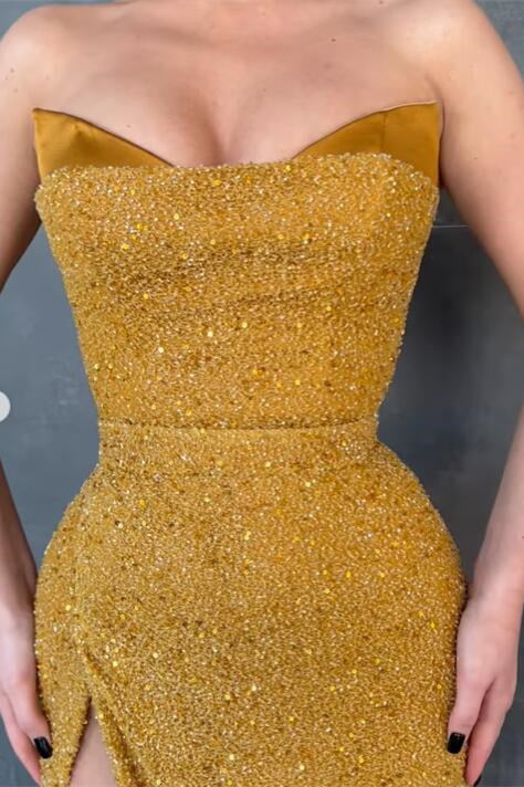 Luxurious Sweetheart Long Sequins Mermaid Evening Dress With Split-BallBride