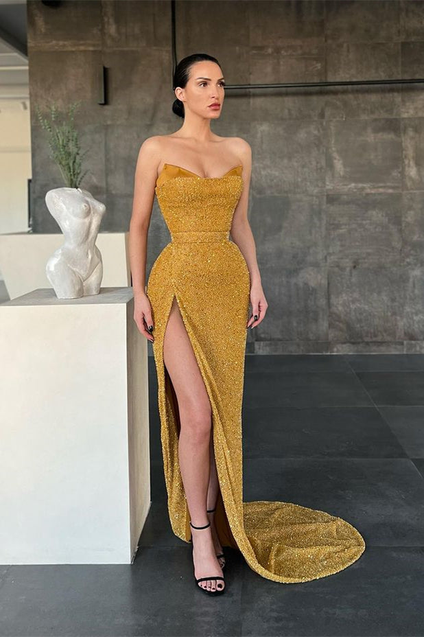 Luxurious Sweetheart Long Sequins Mermaid Evening Dress With Split-BallBride