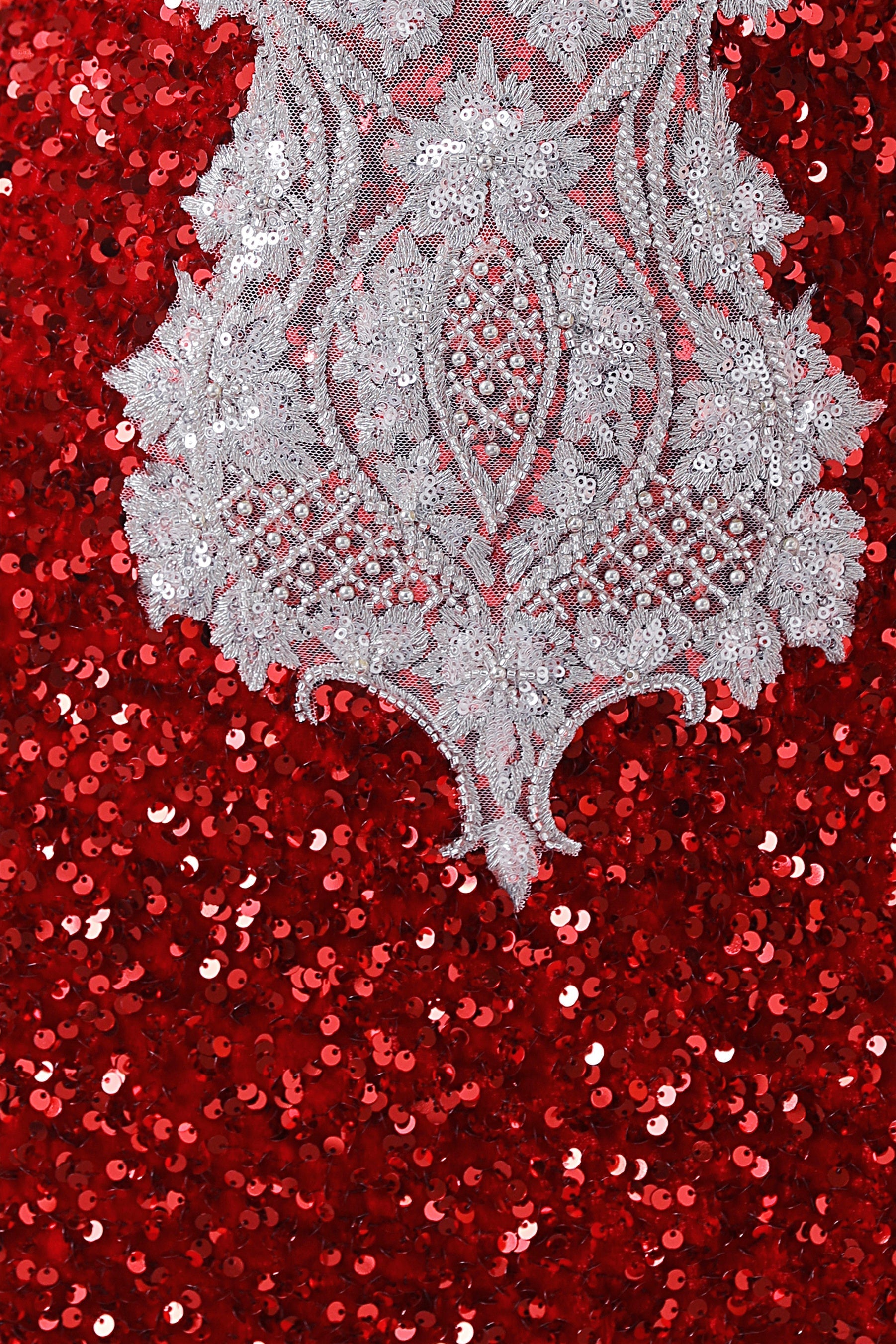 Luxury Burgundy Sequin Mermaid Silver Beaded Court Trian Prom Dresses-BallBride