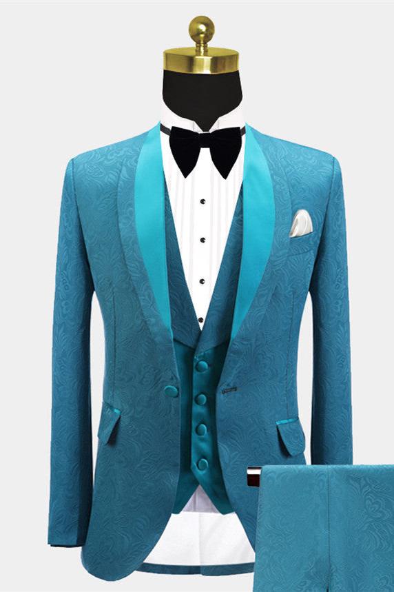 Luxury Jacquard Slim Fit Wedding Suit For Men-BallBride