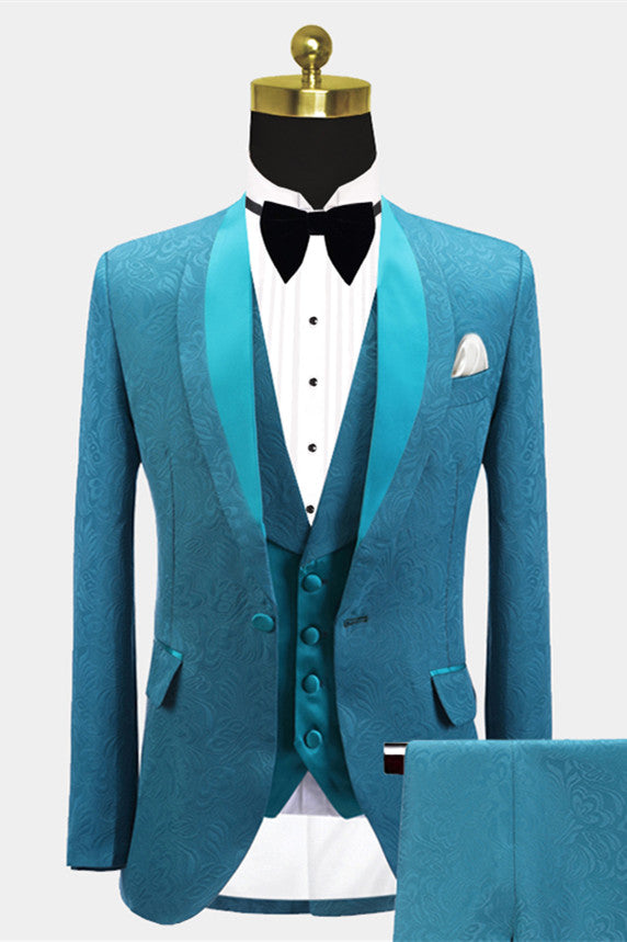 Luxury Jacquard Slim Fit Wedding Suit For Men-BallBride