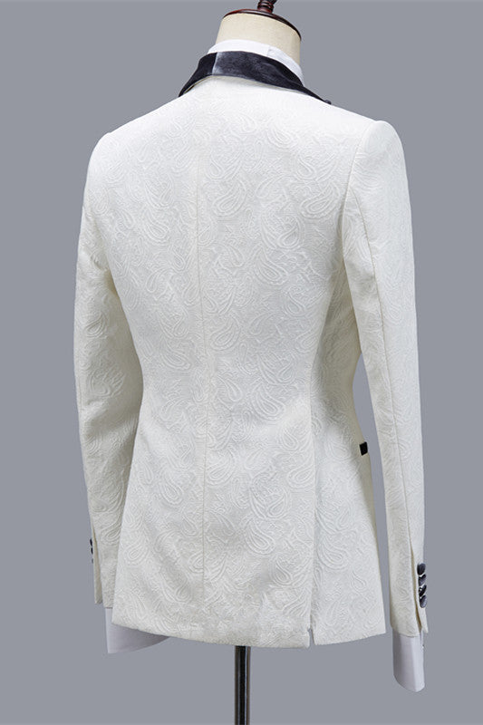 Maverick Jacquard Easy Fit Shawl Lapel Wedding Suit for Men-BallBride