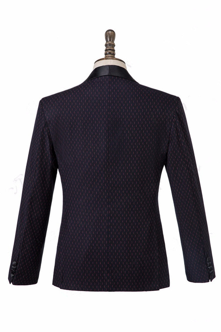 Men's Three-Piece Wedding Suit with Classic Black Shawl Lapel-BallBride