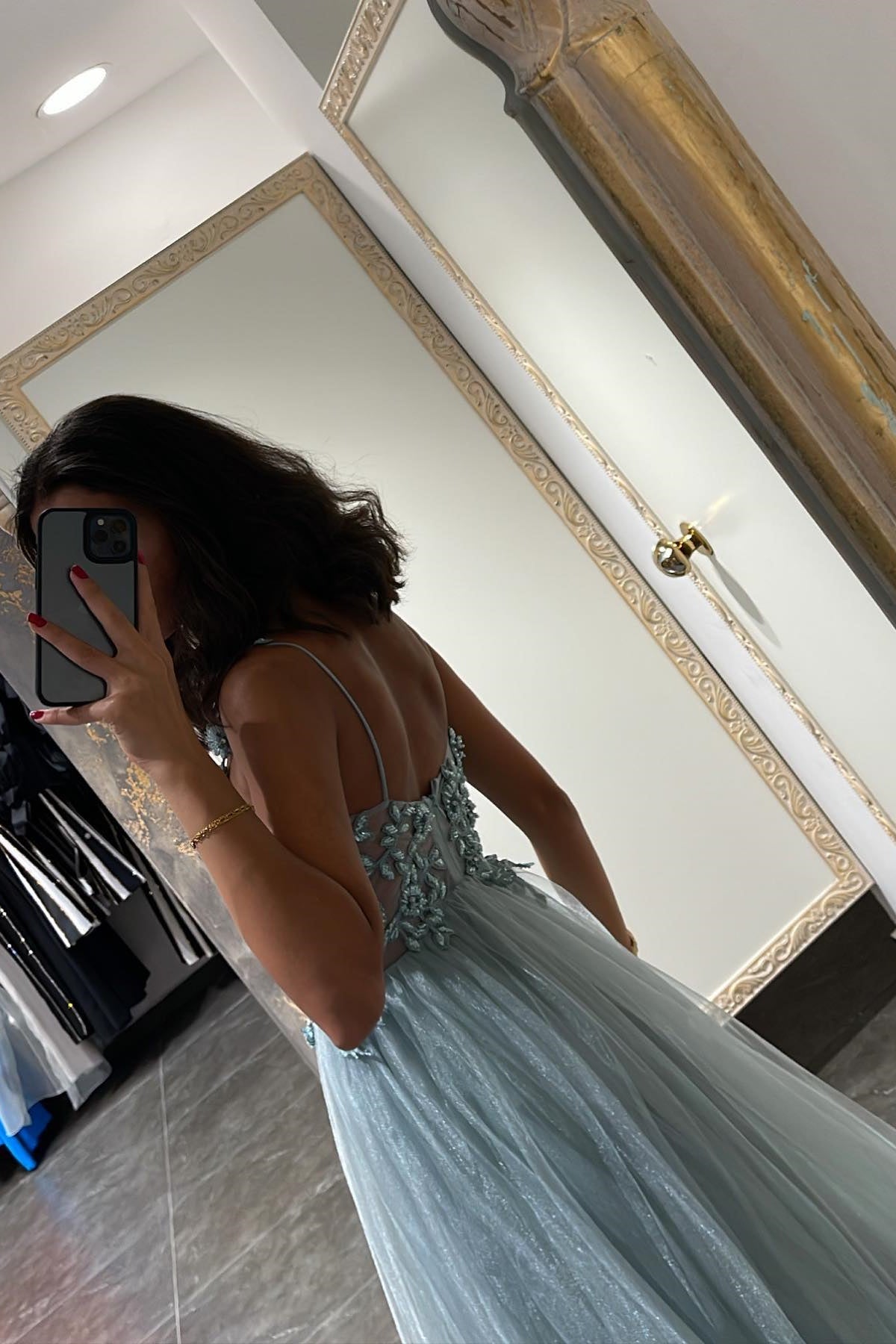 Mermaid Appliques Prom Dress with Beadings and Elegant Spaghetti-Straps-BallBride