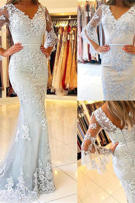 Mermaid Half Sleeves Prom Dress Long-BallBride