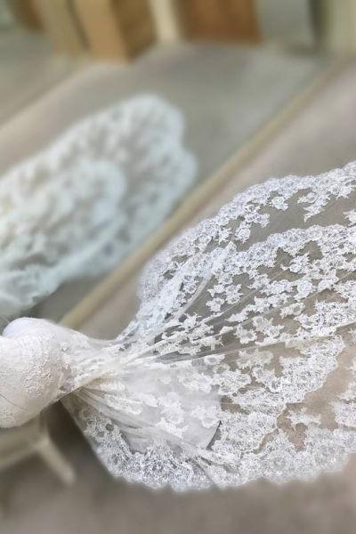 Mermaid Lace Wedding Dress with Backless Spaghetti-Straps V-Neck-BallBride