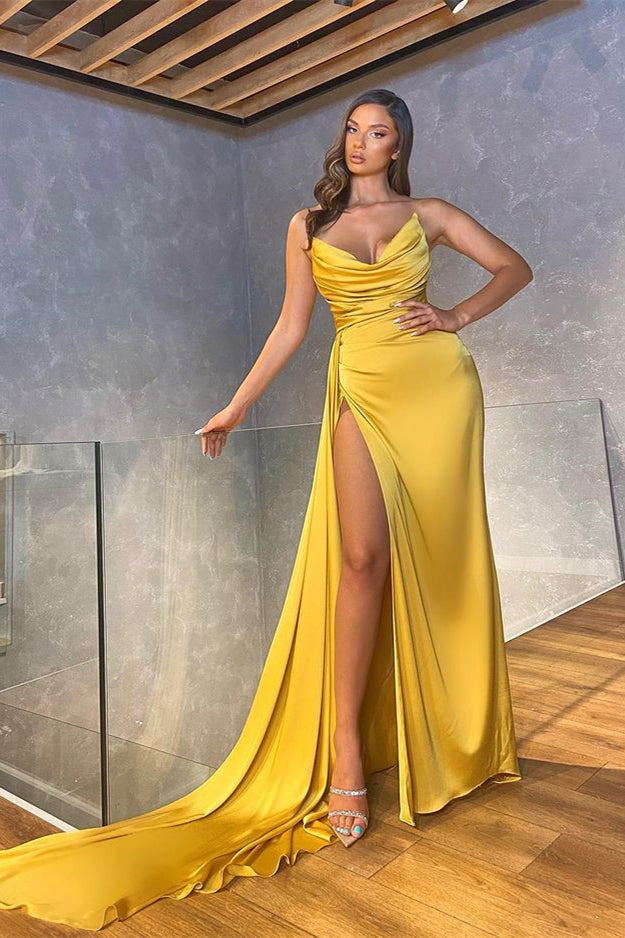 Mermaid Long Pleated Split Prom Dress-BallBride