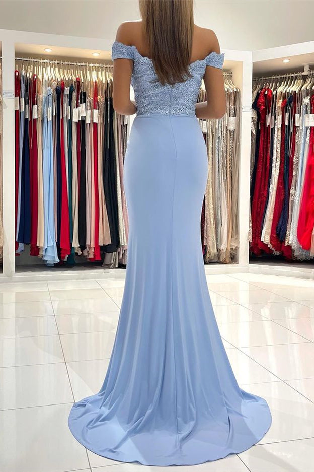 Mermaid Off-the-Shoulder Prom Dress With Lace Appliques-BallBride