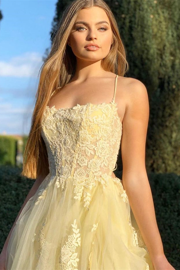 Mermaid Prom Dress With Lace Appliques & Split - Daffodil-BallBride