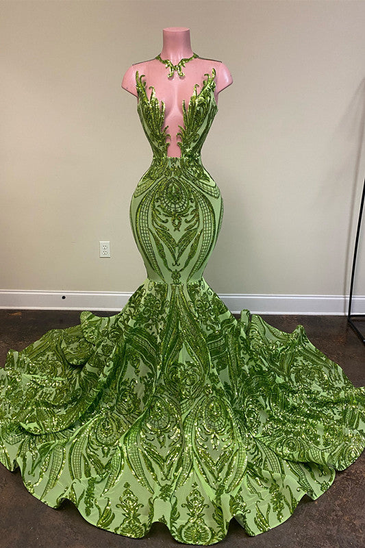 Mermaid Prom Dress with Laser Light & Crew Neck Sleeveless Court-BallBride