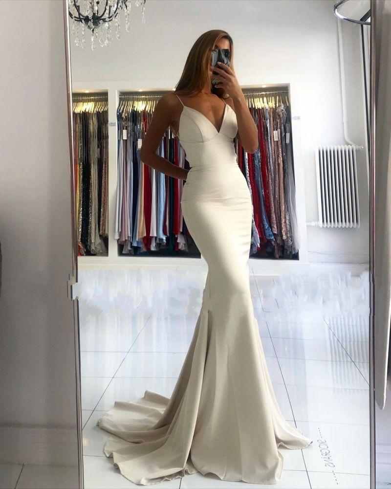 Mermaid Prom Dress with Spaghetti Straps-BallBride
