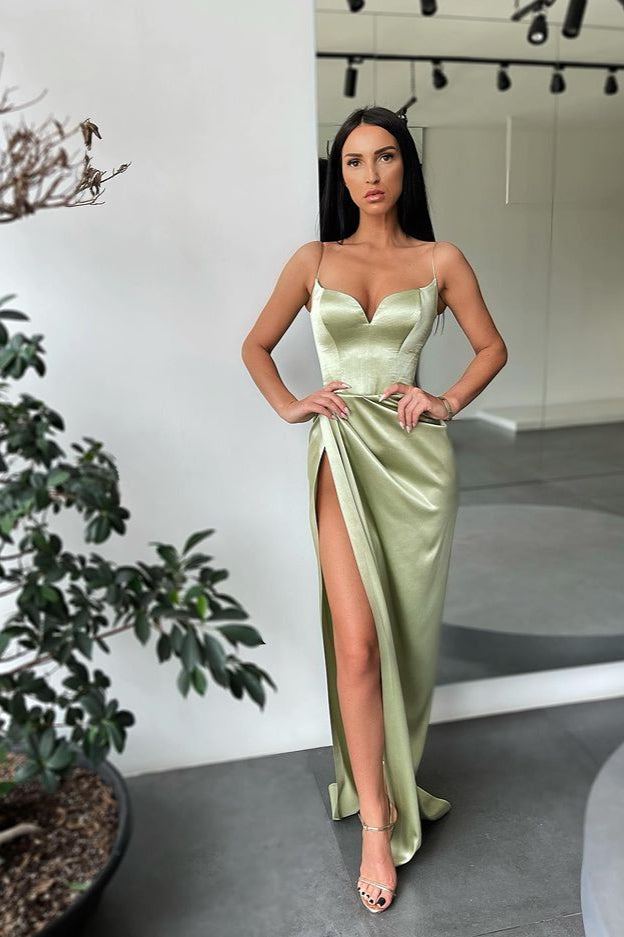 Mermaid Prom Dress with Spaghetti-Straps - Split Long Evening Party Gowns-BallBride