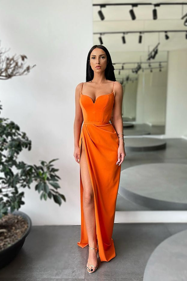 Mermaid Prom Dress with Spaghetti-Straps - Split Long Evening Party Gowns-BallBride