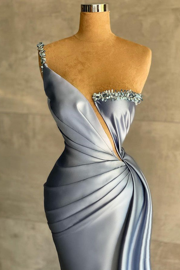 Mermaid Ruffle Prom Dress with Amazing Dusty Blue Beads-BallBride