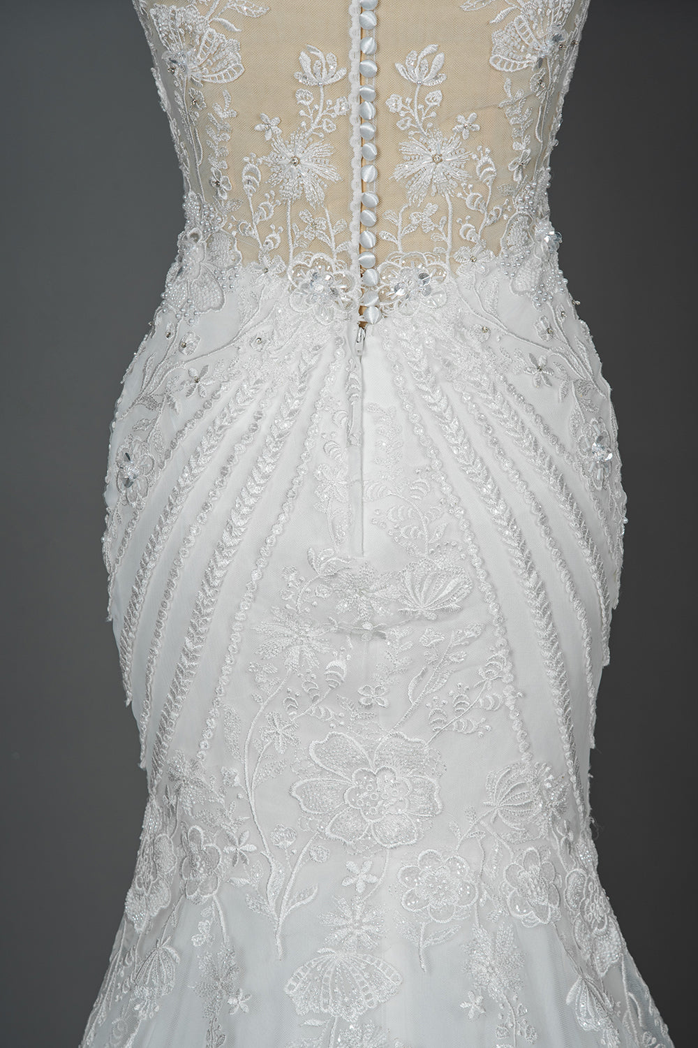 Mermaid Scoop Jewel Wedding Dress with Beadings Appliques-BallBride