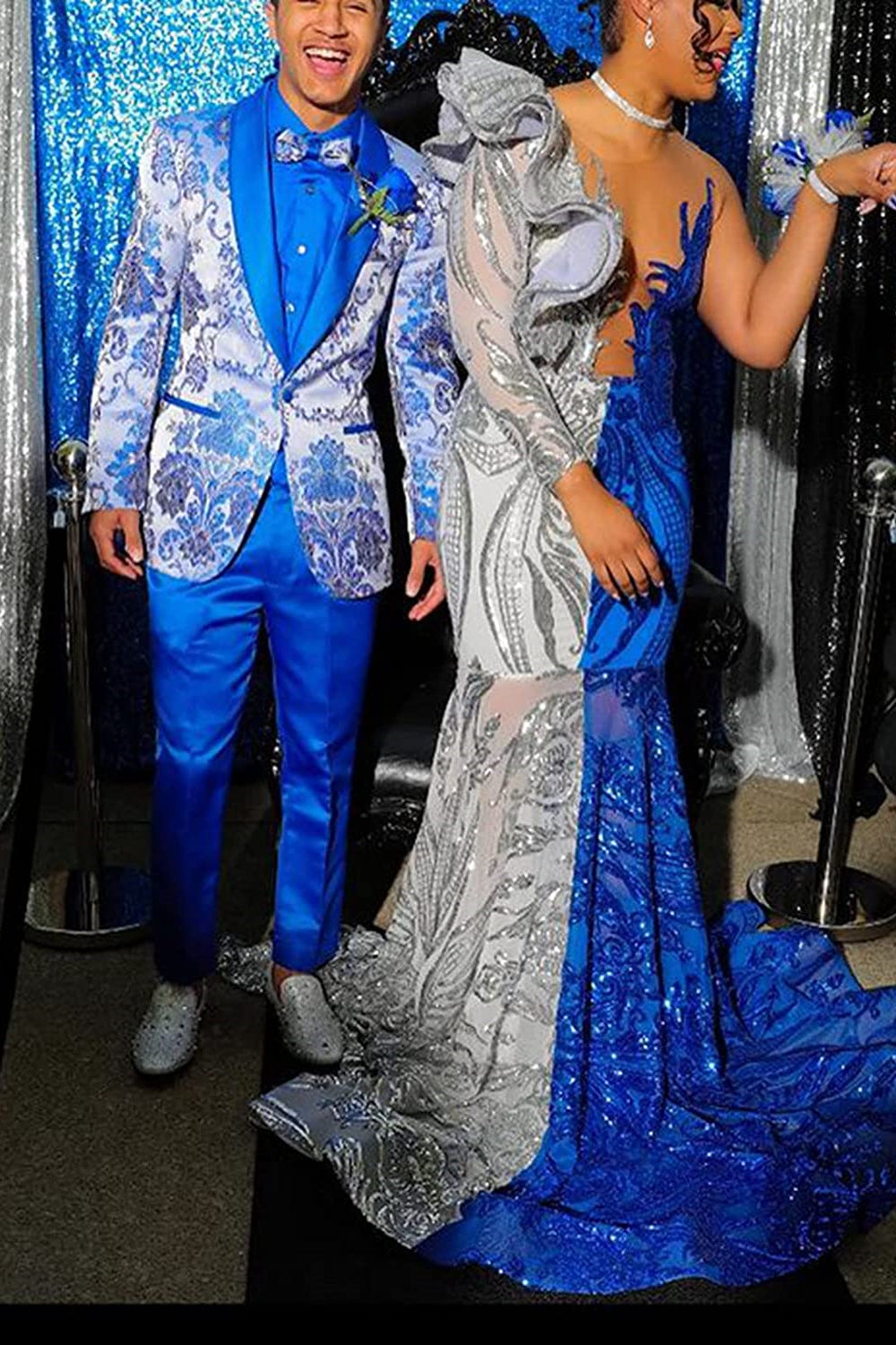 Mermaid Sleeveless Evening Gowns with Budget Mix Color Sequins-BallBride